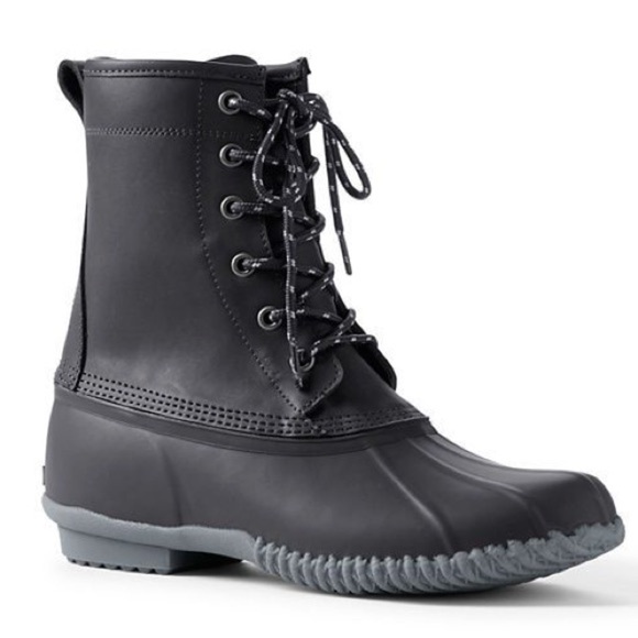LANDS’ End mens black leather waterproof mid-calf duck boots 490642 main image 5